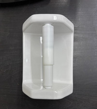 Ceramic White Toilet Tissue Holder Wall Mount Bathroom Paper Holder 6.75x5in