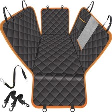 Dog Car Seat Cover for Back Seat, Waterproof Hammock with Mesh Window & Side Fla