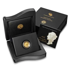 2016 W US Gold Mercury Dime Centennial 1/10 oz in OGP