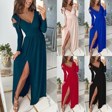 Black Elegant Long Sleeve Evening Ball Gown for Wedding or Party (Size S 2XL)