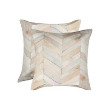 Torino Chevron Cowhide Natural Solid 18 In. X 18 In. Throw Pillow Set of 2
