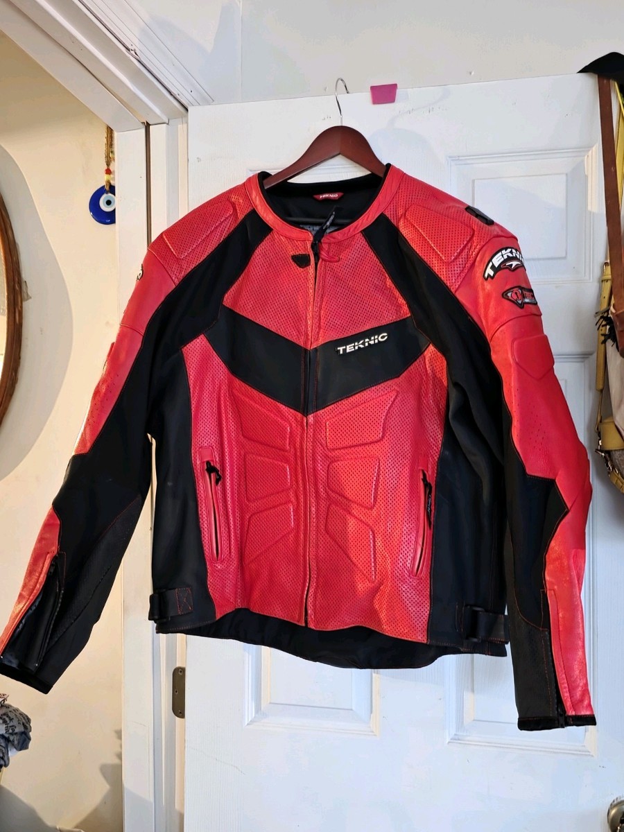 Teknic Men's Armored Leather Motorcycle Jacket Size 54