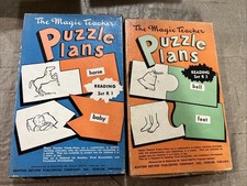 VTG Magic Teacher Puzzle Plans Lot Learning 1950s Jigsaw Matching Words