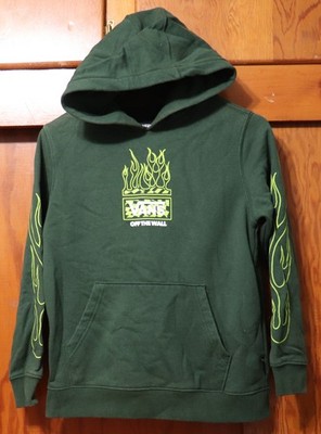 Vans Green Neon Flames Hoodie Pullover Youth Small YS