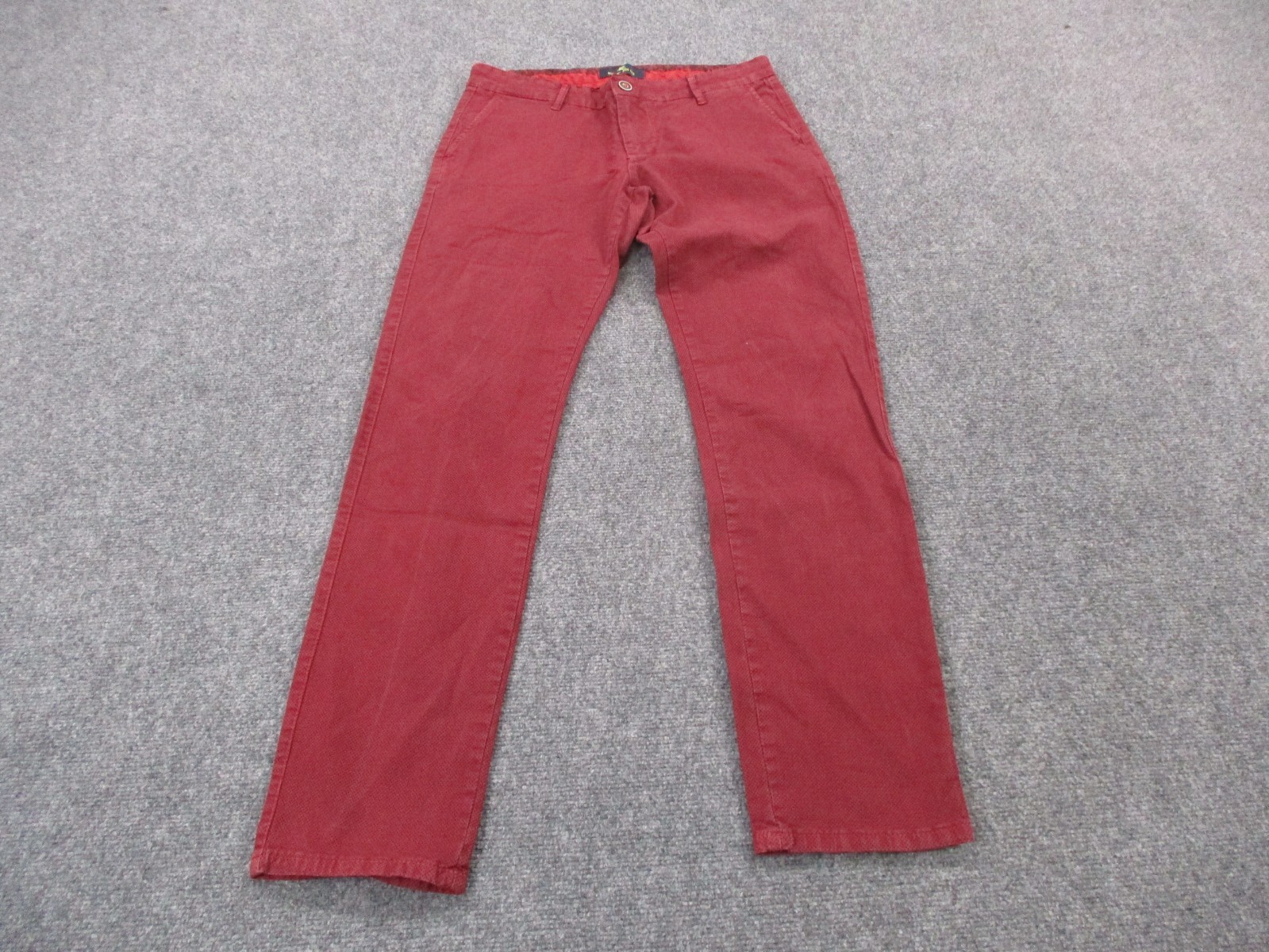 Etro Milano Pants Mens 32 X 34 Red Preppy Slim Straight Textured Italy Designer