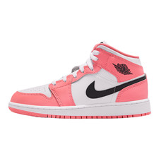 Air Jordan 1 Mid Big Kids' Shoes Pink Gaze/White/Black
