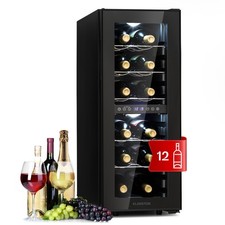 Weink&uuml;hlschrank 2 Zonen 42 L Lagerschrank 12 Weinflaschen K&uuml;hlschrank Schwarz