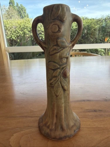 Vintage 1920s-30s Weller Art Pottery Vase - Woodcraft - Apple Tree 7”