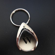 W Initial Monogram Personalized Keychain Heavy Metal Teardrop Classy Name Gift