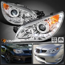 Clear Fits 2006-2007 Subaru Impreza WRX STi LED Strip Projector Headlights Lamps