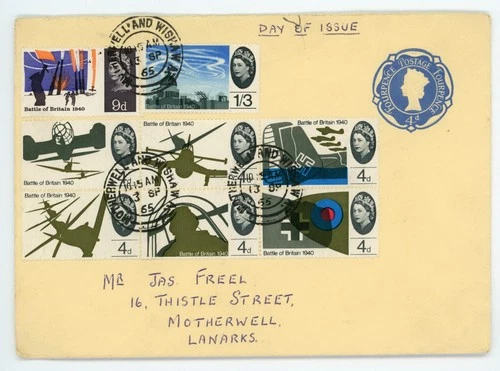 1965 GB Battle of Britain first day 4d stationery cover from Motherwell & Wishaw
