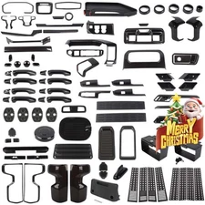 Interior Decor Cover Trim Overlay Full Kit For Chevy Silverado 22+ Carbon Fiber