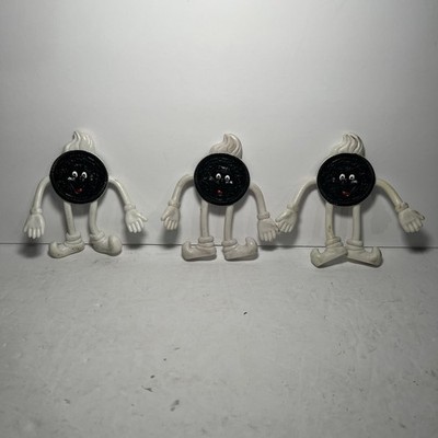 3x Vintage 90er Nabisco Oreo Cookie biegsame Figur biegsam biegsam Spielzeug Kuchen Topper 4,5''