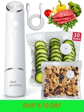 Chef Preserve Compact Vacuum Sealer for Food (Vacuum Sealer Machine + 10 Reusabl