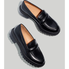 Madewell Black leather Chunky Loafers