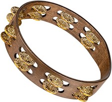 Meinl Percussion TA2V-WB 10-Inch Vintage Wood Tambourine with Double Row