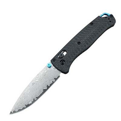 Damascus Steel 535 Folding Knife, Pocket Knife, Carbon Fiber Handle, AXIS Lock, 