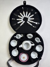 Barbie Mattel Schylling Miniature Porcelin Tea Set 25 Pc Plus Train Case