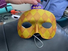 Glitter Harlequin Gold  Orange Mardi Gras Mask Adult Size New  