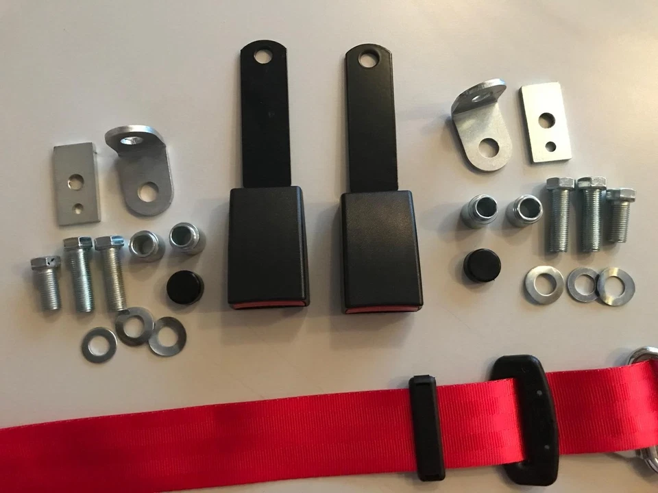 Automatic 3-Point Safety Belt In Red Set Of 2 Pieces For 1969-85 Porsche 911 New - Image 2 of 4