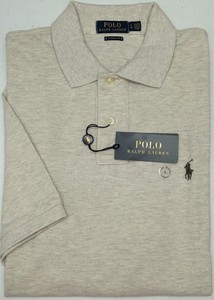 NEW-85-Polo-Ralph-Lauren-Light-Tan-Heather-Short-Sleeve-Shirt-Mens-Classic-Mesh