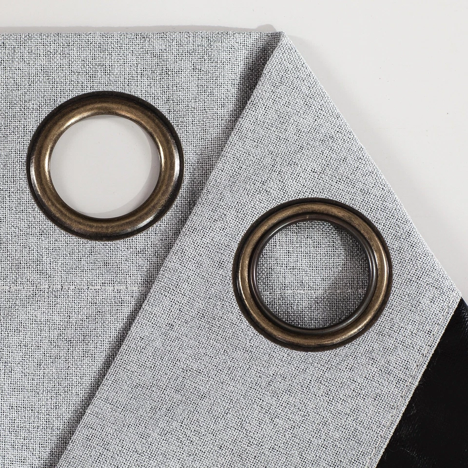 Juego de dos (2) cortinas opacas 100 % extra anchas 110 pulgadas - toda la longitud - gris Foto 4 de 4