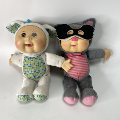 2 Cabbage Patch Kids 9'' Woodland Friend Cuties Bunny Racoon Plush Animal Doll