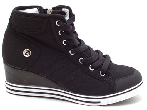 Casual Canvas High Top Wedges Mid Heels 