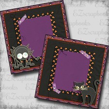 Black Cat Red Frame NPM - Halloween - 2 Premade Scrapbook Pages - EZ Layout 5621