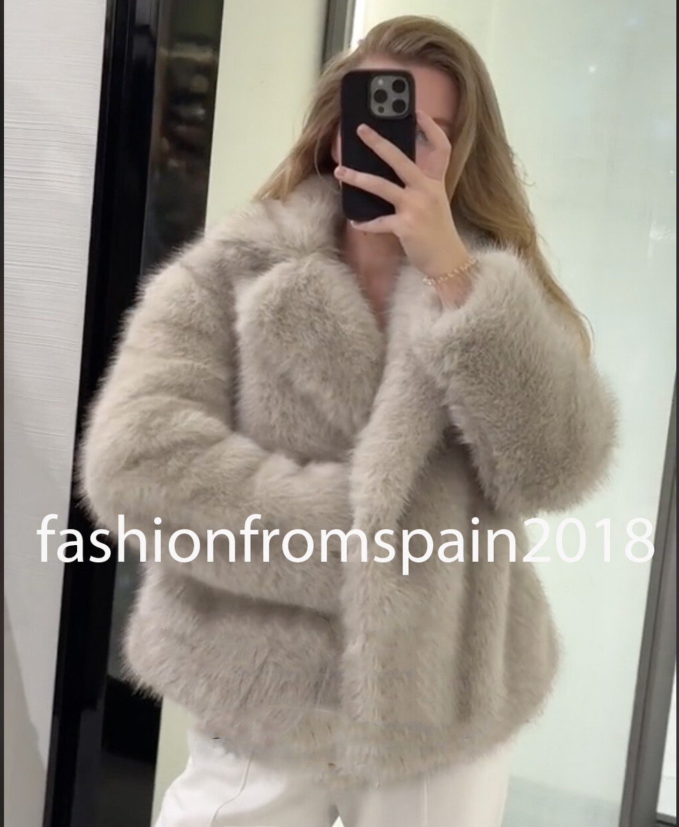 ZARA NEW WOMAN SHORT ZW COLLECTION FAUX FUR JACKET TAUPE ZARA NEW WOMAN SHORT ZW COLLECTION FAUX FUR JACKET TAUPE