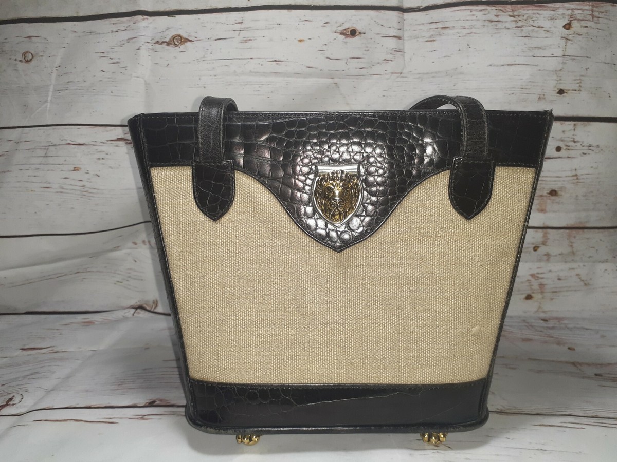 Sac à Main Vintage Vicenza Inc - Cuir Noir Gaufré - Année 1993 - Occasion