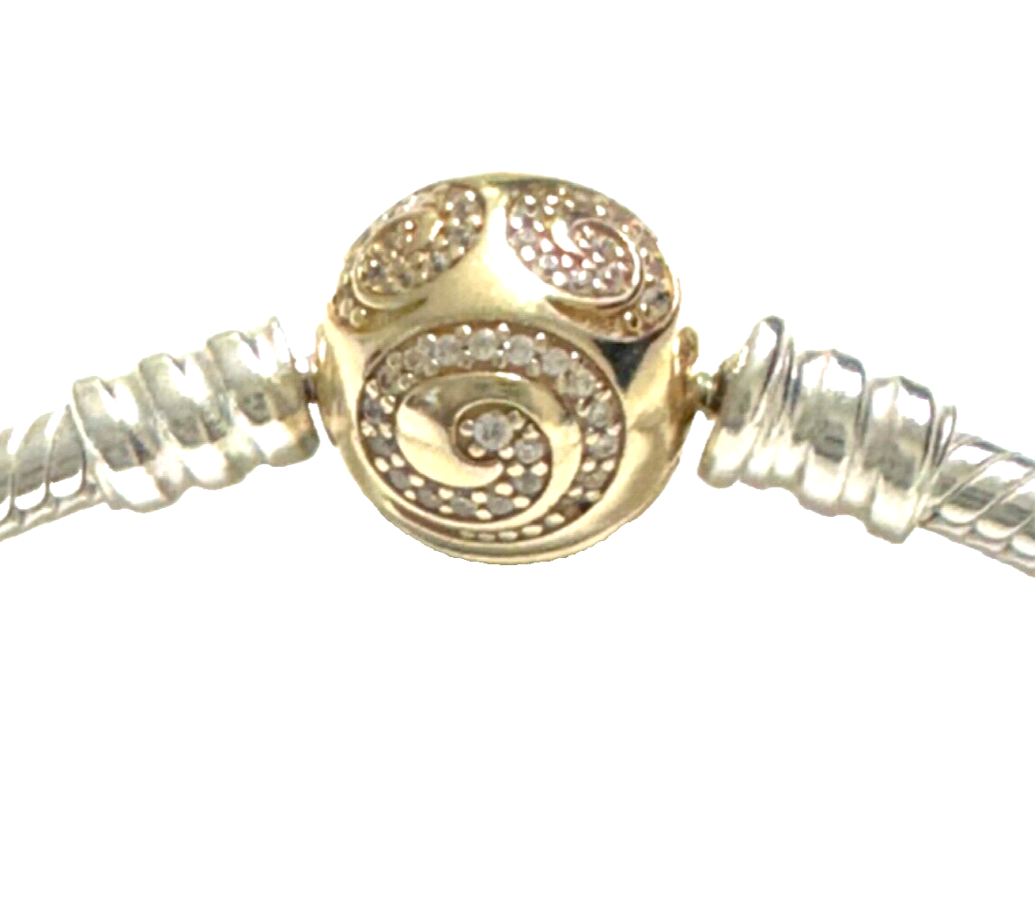 pandora SS & 14K Disney Mickey Mouse Golden Swirl Bracelet