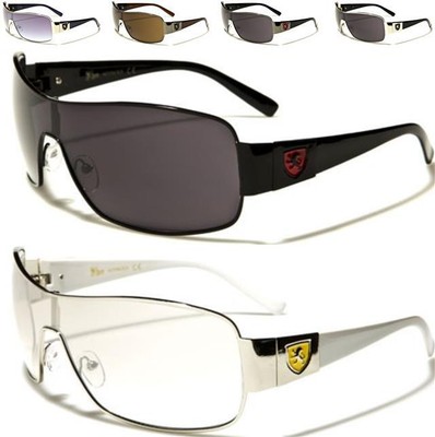 Übergroße große Sonnenbrille mit Seitenschutz Khan Designer Schild Retro groß Uv400 Herren Damen