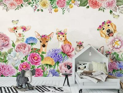 3D Garland Cat Fawn KEP5401 Wallpaper Mural Self-adhesive Removable Sticker Kay