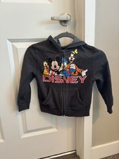 Disney Hoodie full zip Jacket Size 5/6 donald goofy Pluto mickey cotton blend