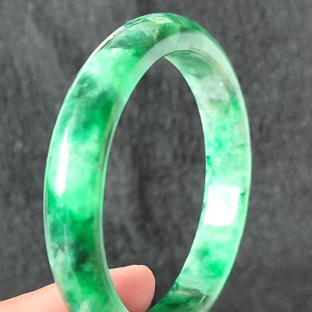 Certified Natural 58mm Burma Grade A Jadeite Green Jade Bangle Bracelet