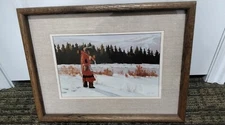 Mark Ogle Print Mtn Man Boomerang. Signed Framed Under Glass .13×9 (DEAL)
