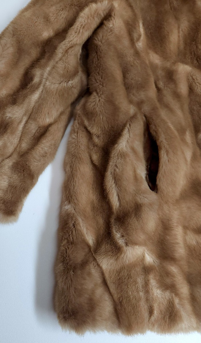 TISSAVEL FRANCE Vintage 70s Faux Fur Coat size 14 Mink Sears