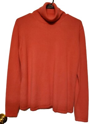 Leyla Mitra Rose Pink 100% Cashmere Long Sleeve Pullover Turtleneck Sweater sz L