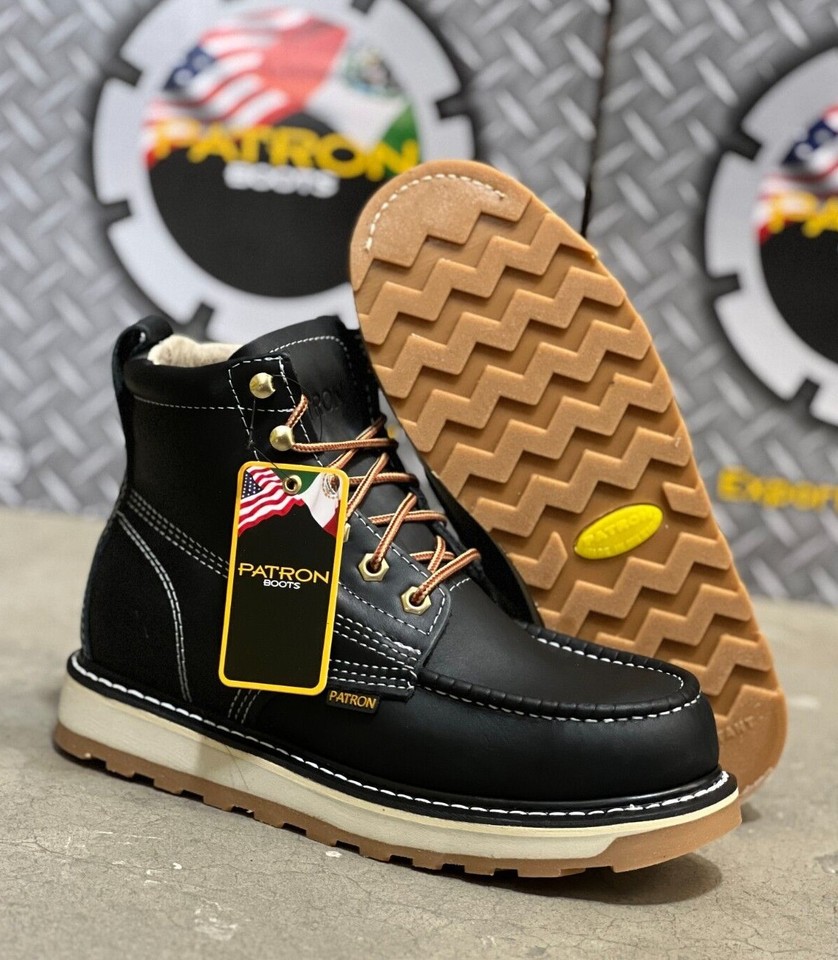 Men's Moc Toe Work Boots - Genuine Leather, Oil Resistant, Lace Up (Size 6-11)