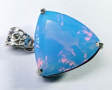 Trillion Cut Pendant 54.25 Ct Opal Blue Natural Loose Gemstone Locket Certified