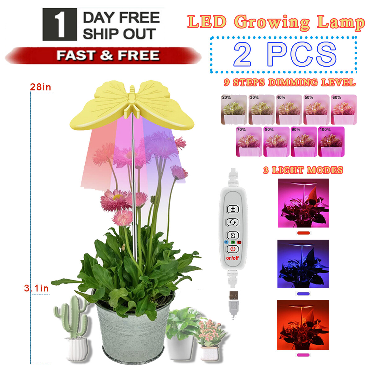 Plant Butterfly Growing Lamp Full Spectrum For Indoor Plants