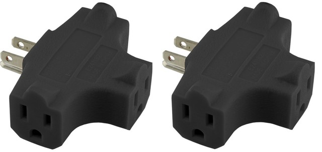 (2) Grounded 3-Way Electric Adapter 3 Outlet AC Wall Plug Triple Power Splitter (2) Grounded 3-Way Electric Adapter 3 Outlet AC Wall Plug Triple Power Splitter