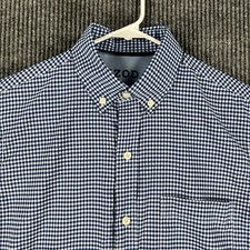 IZOD Mens Shirt Small Blue Check Short Sleeve Button Down Lightweight Casual