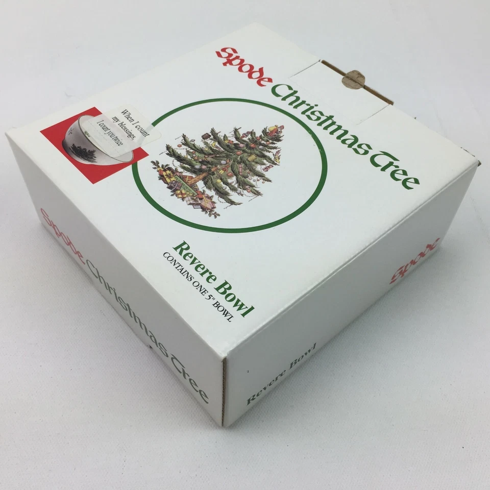 Spode Christmas Tree Porcelain China Revere Bowl Box When I Count Blessings - Image 3 of 4