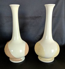 Vintage Two Haegar Vases Lava Textured Design Mid Century Have Labels Tags