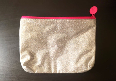 RARE Makeup Bag Purse Glittery Silver Shiny, Black Interior NEW IPSY Forever 21