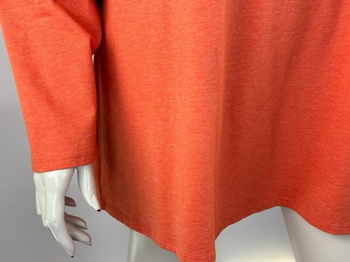 J Jill Pima Cotton Long Sleeve Tunic Top Women 2X NWT Stretch Scoop Neck Orange - Picture 9 of 10