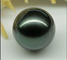 HUGE 15MM TAHITIAN GENUINE PERFECT ROUND BLACK LOOSE PEARL UNDRILLED JEWERY 1268