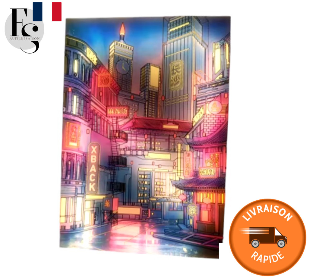 Tableau LED Ruelle Japonaise Nocturne Décoration Murale Lumineuse Asie